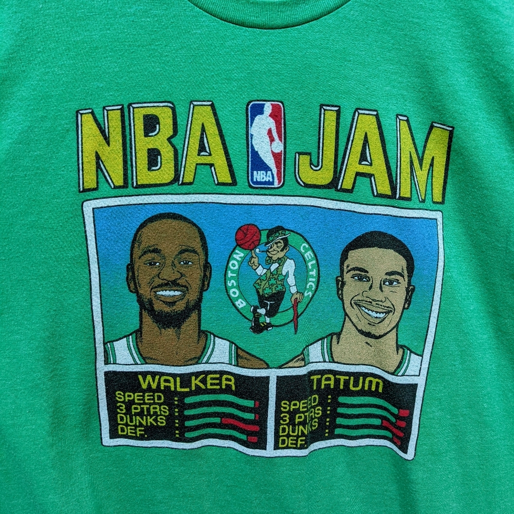 HOMAGE NBA Jam Boston Celtics Walker & Jayson Tatum - Large Green T-shirt Tee